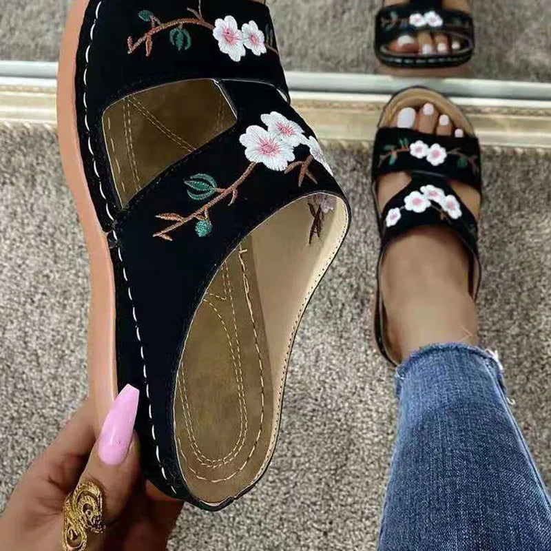 Embroidered Summer Sandals for Women