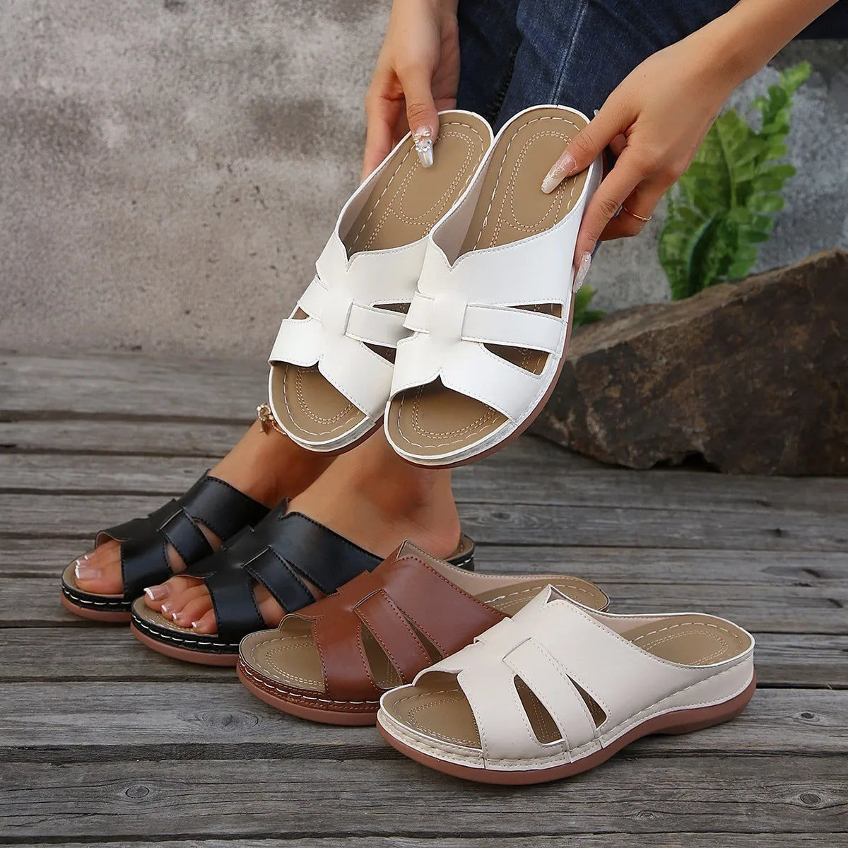 High Heel Leather Summer Sandals