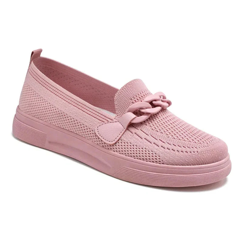 Knit Slip-On Shoes with Chain Detail - 3