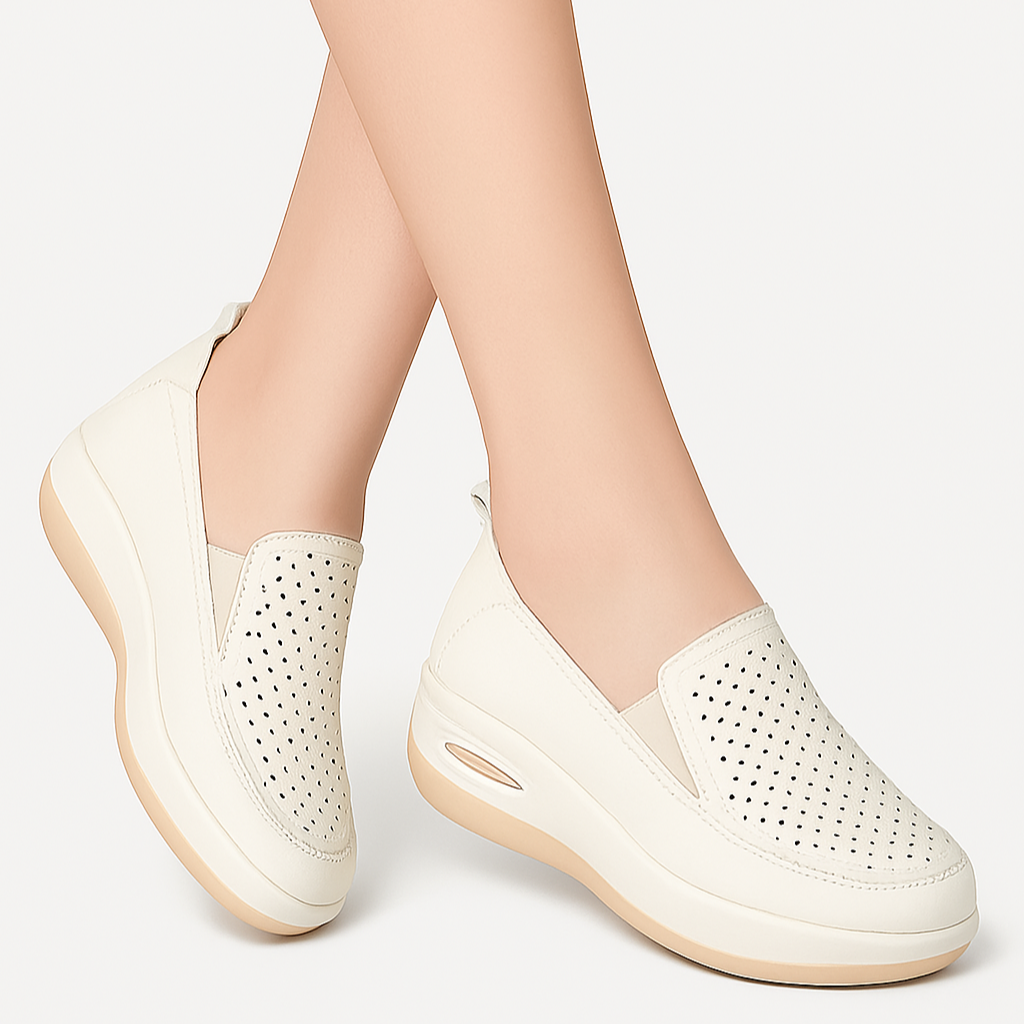 Leather Comfort Shoes Womens - White / 2