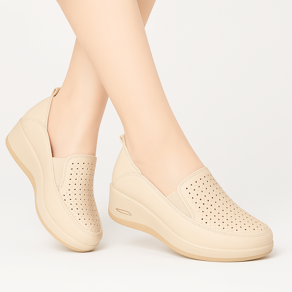 Leather Comfort Shoes Womens - Beige / 2