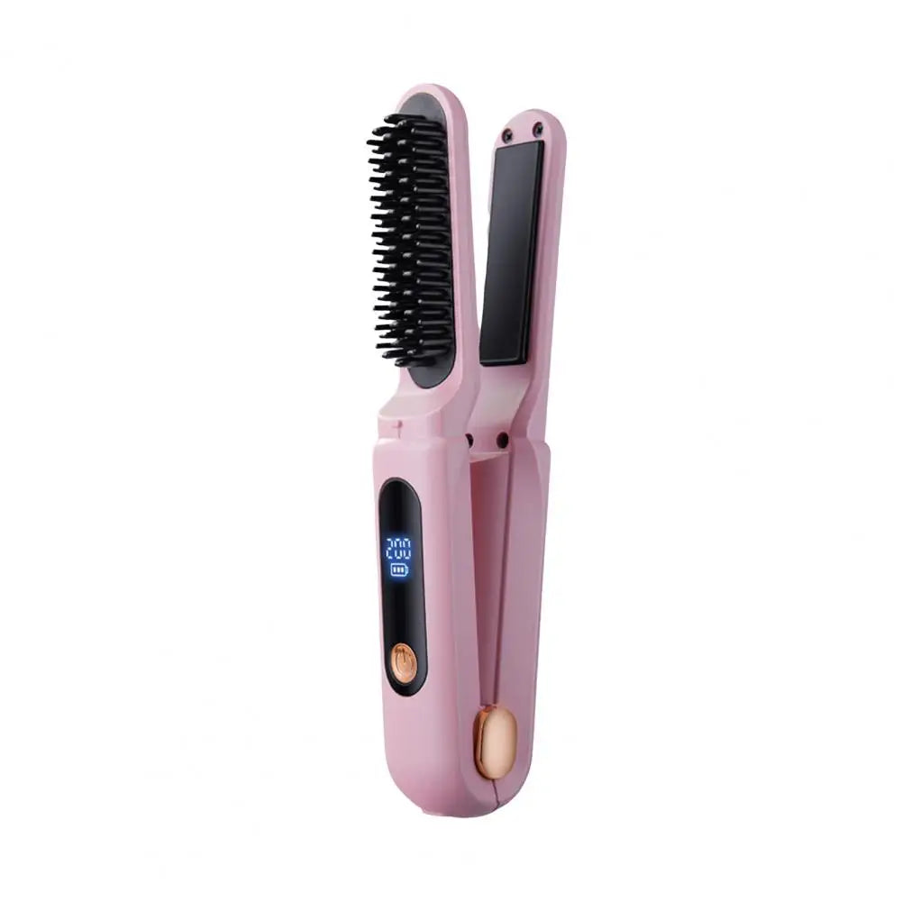 Portable Electric Smoothing Brush - Pink
