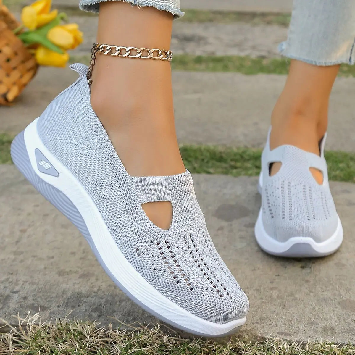 Womens Active Comfort Shoes - Grey / 2