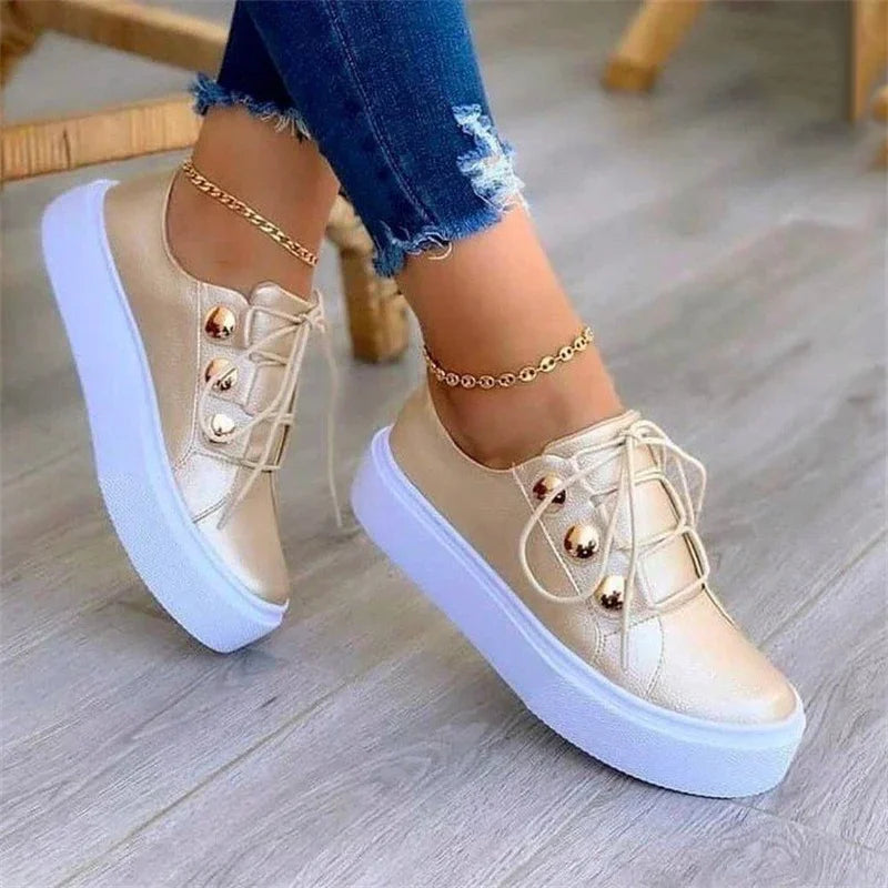 Womens Casual Comfort Sneakers - Golden / 3