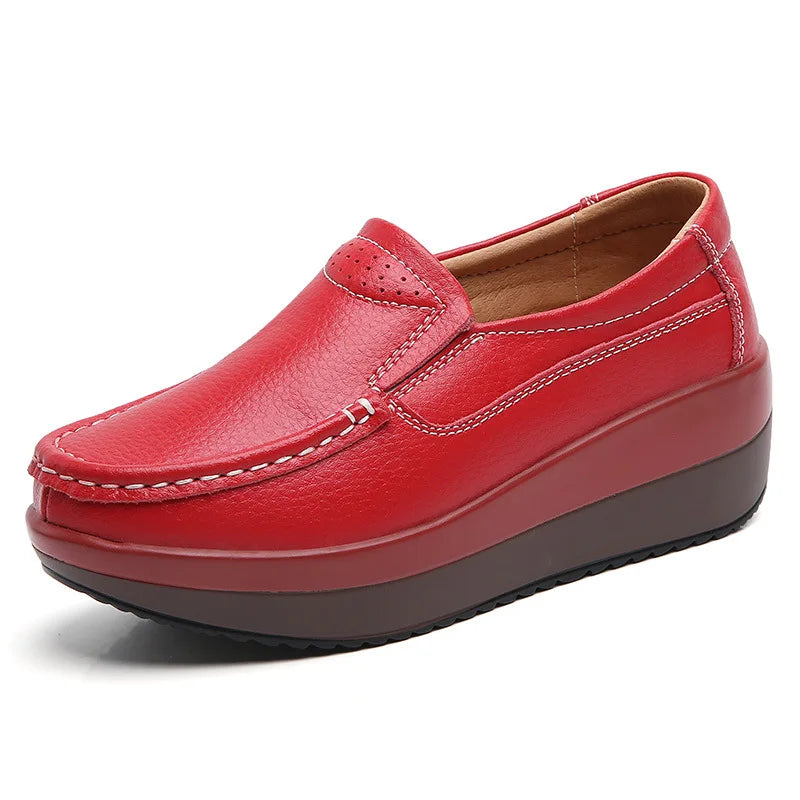 Womens Comfortable Everyday Moccasins - Red / 2