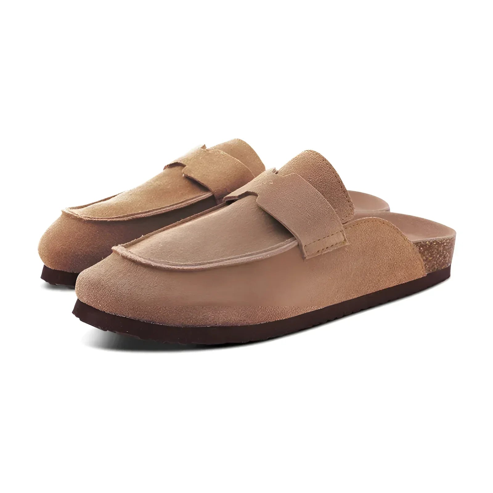 Womens Cork Mules Summer Shoes - Brown / 3