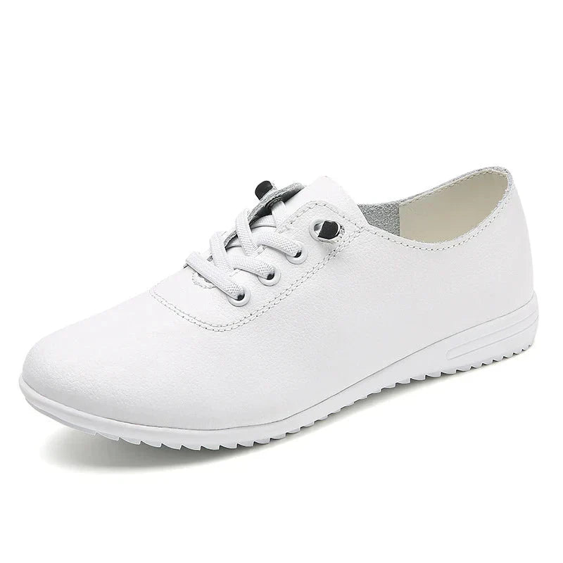 Womens Leather Comfort Shoes - white / 2