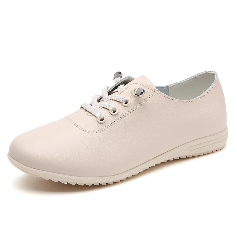 Womens Leather Comfort Shoes - beige / 2