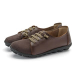 Womens Leather Lace Up Ballerina Flats - Vignette | Findsley
