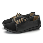 Womens Leather Lace Up Ballerina Flats - Vignette | Findsley