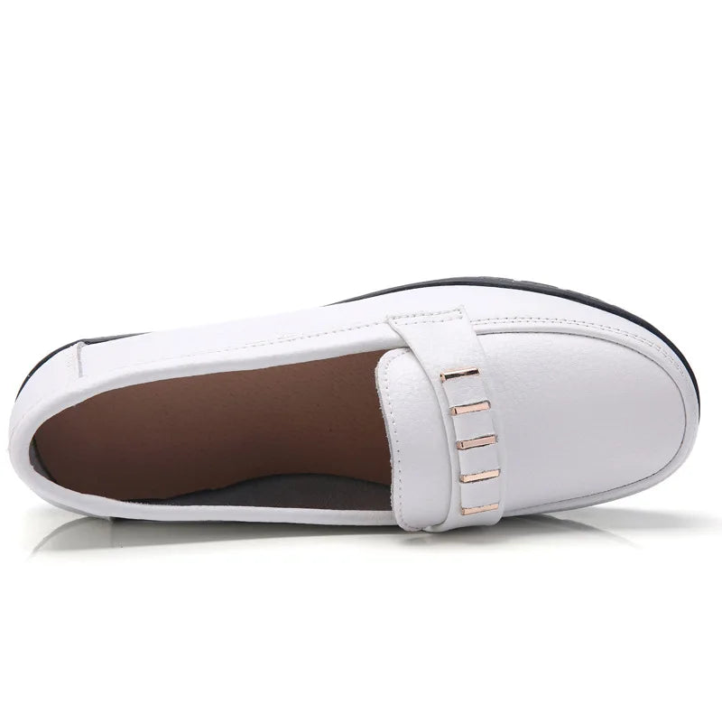 Womens Leather Slip On Flats