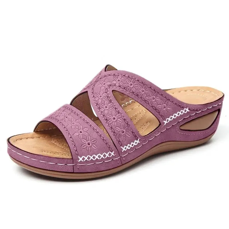 Womens Leather Summer Sandals - Purple / 4