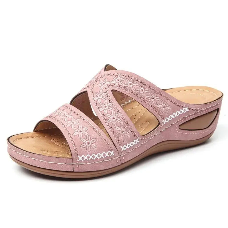 Womens Leather Summer Sandals - Pink / 4
