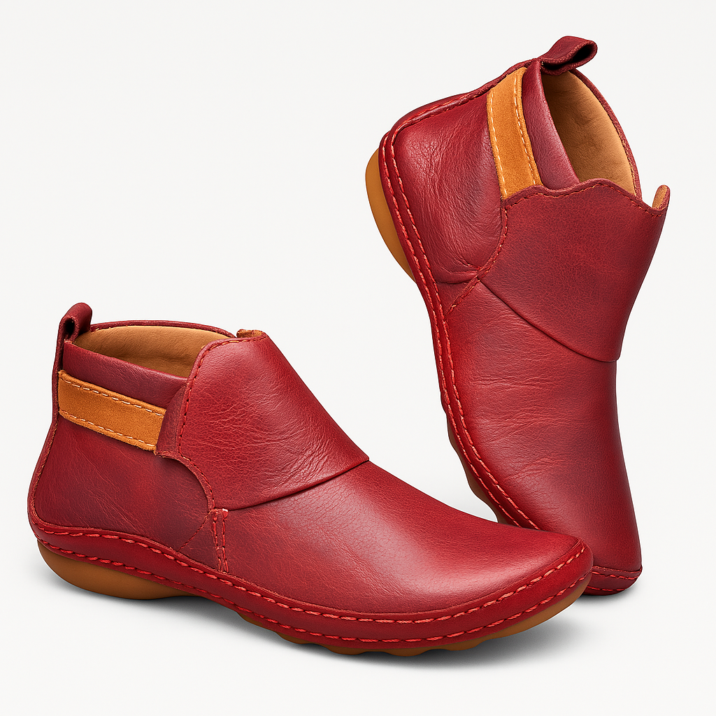 Womens Vintage Style Boots - Red / 2